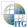 ITG- Integrated Technology Group blue logo with a shape of world wide web and yellow lines